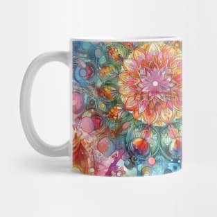 Psychedelic looking abstract illustration flowers Mug